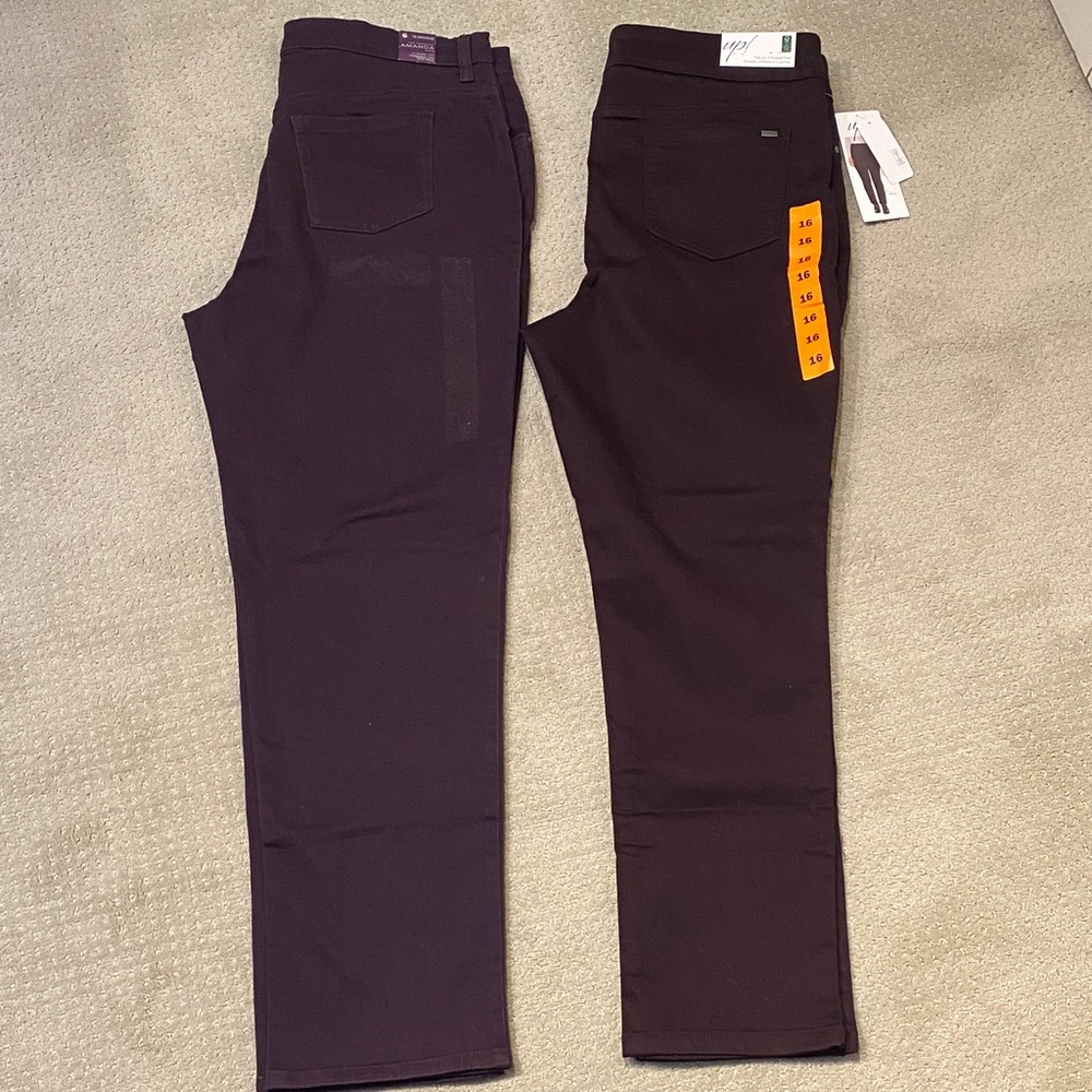 2 pairs dark purple pants, Sz 16